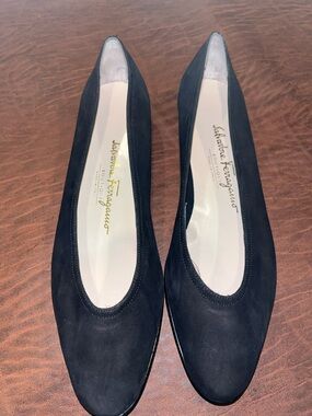 Salvatore Ferragamo Black Suede Round-Toe Women's Flats
